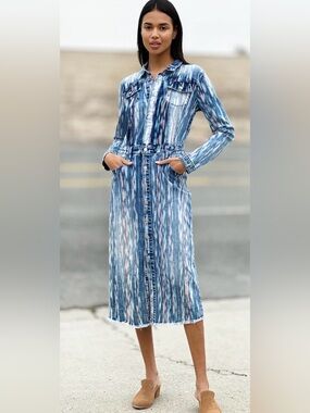 grey lab denim button up maxi dress Wash | Dresses | Buttonfront Long Sleeve Blue Never Worn floor length long denim dress